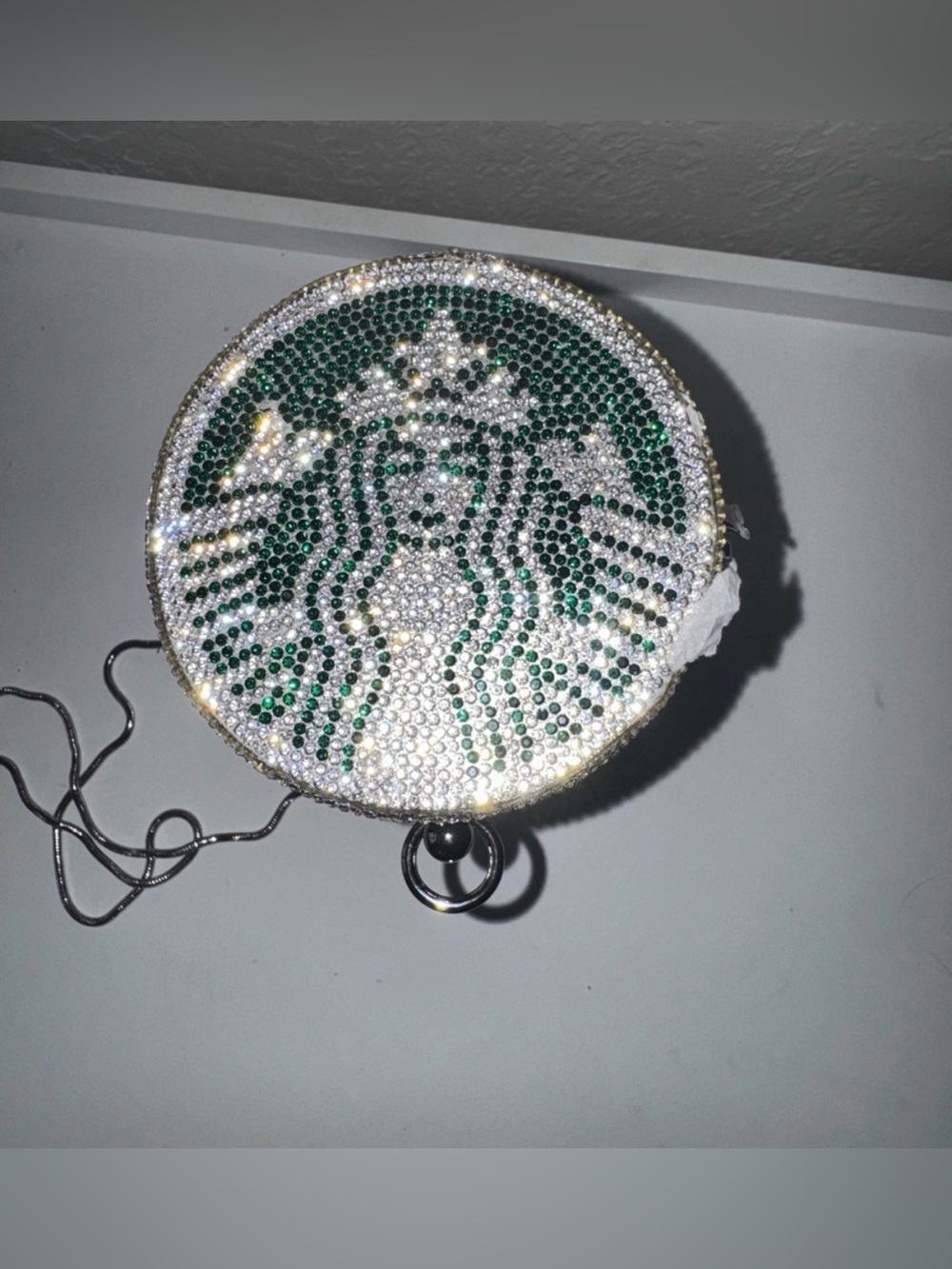 Starbucks Crystal Embellished Bag. Silver Crossbody. Satin interior. Stunning - Picture 3 of 8